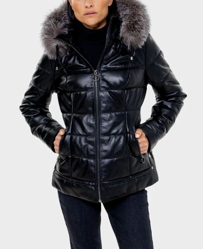 Lyanna  Manteau En Duvet  pour Femmes en Cuir avec Fourrure Amovible