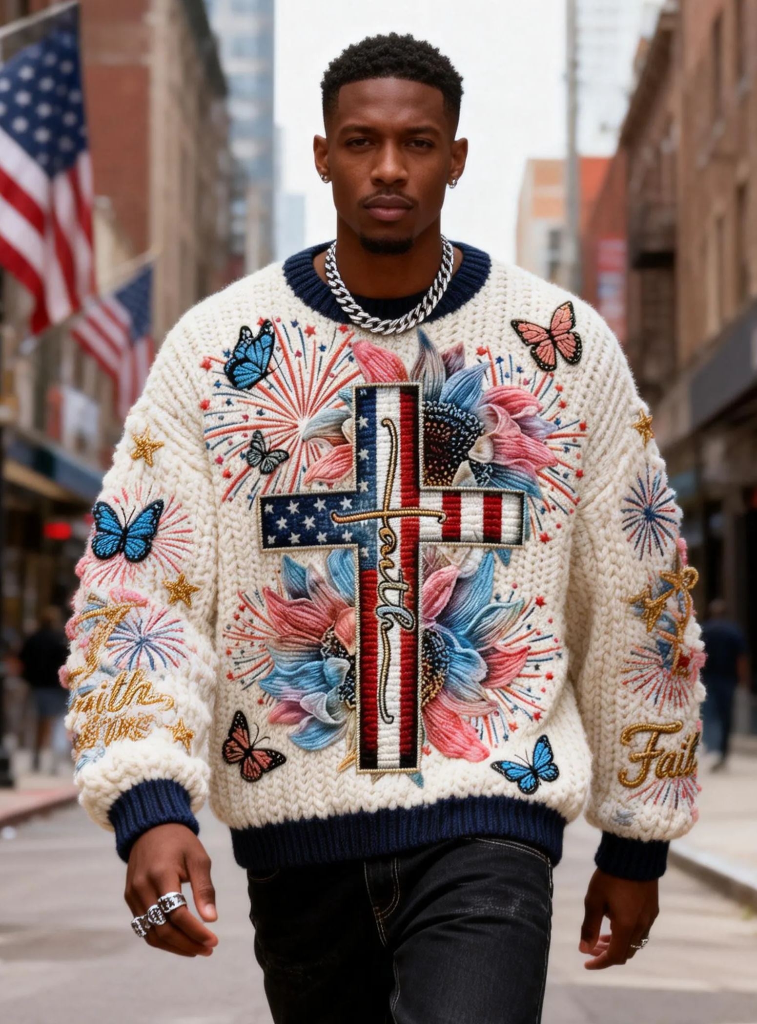 Men's Isaiah 43:19 "Never Lose Hope" Fuzzy Oversized Knit Sweater