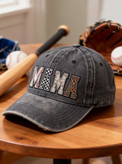 Vintage Checkere MAMA Embroidered Baseball Cap 