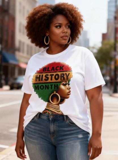 Women's Black History Month African Woman Silhouette Graphic T-Shirt