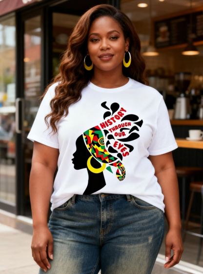 Women's "History Through Our Eyes" African Print Silhouette T-Shirt