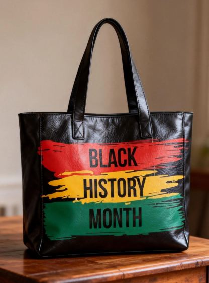 Black History Month Red Yellow Green Paint Stroke Leather Tote Bag