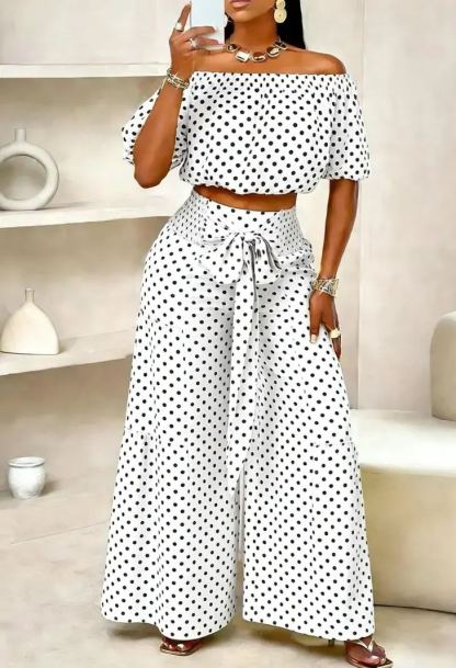 Women's Polka Dot Casual Chic Vacation Two-Piece Sets
