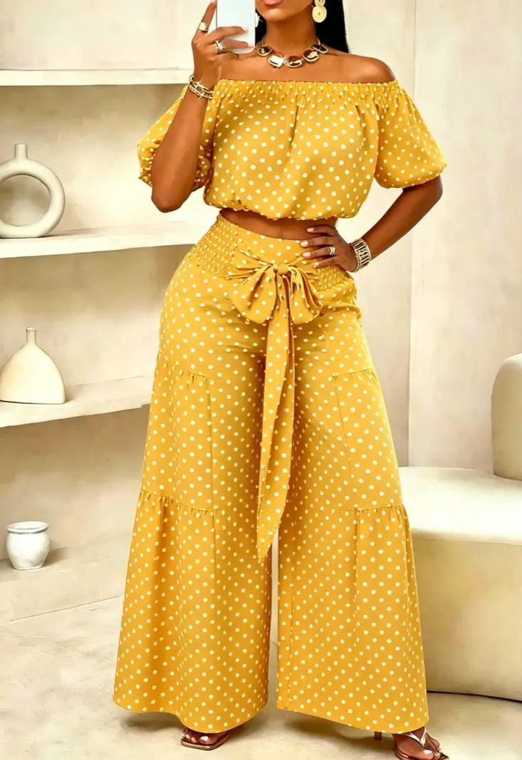 Women's Polka Dot Casual Chic Vacation Two-Piece Sets
