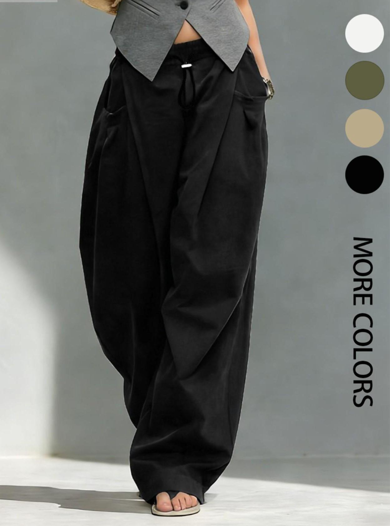 Hiphop Cool Girl Style Pleated Cuffed Lantern Pants