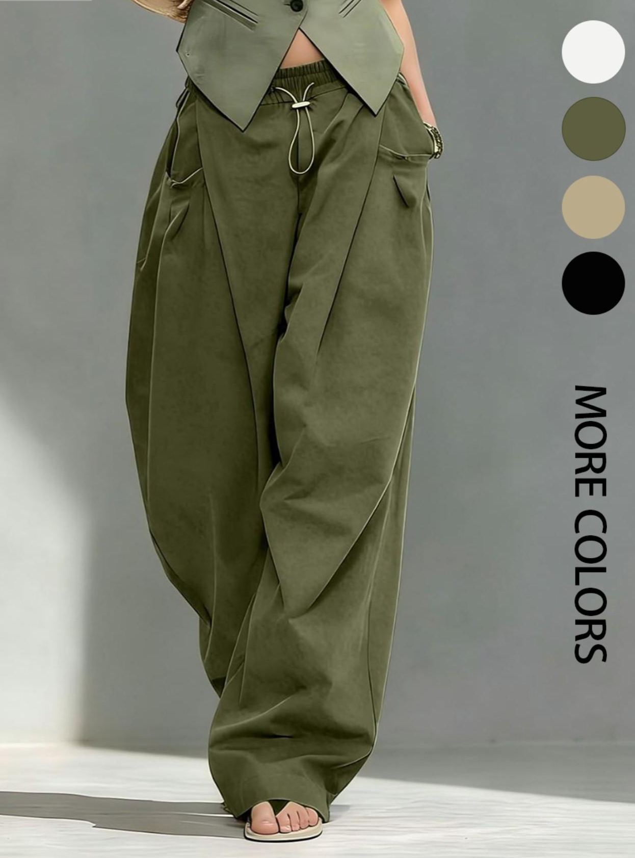 Hiphop Cool Girl Style Pleated Cuffed Lantern Pants