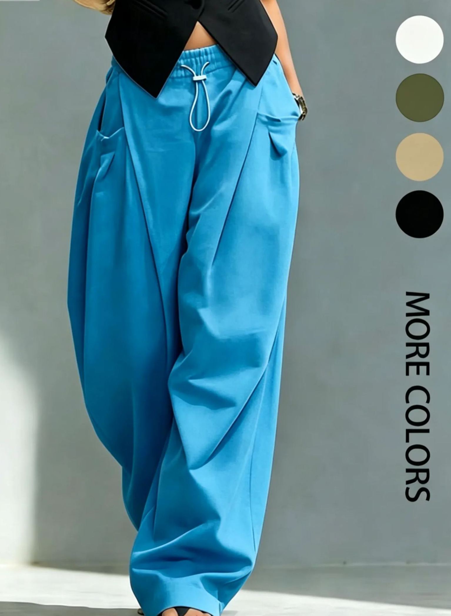 Hiphop Cool Girl Style Pleated Cuffed Lantern Pants