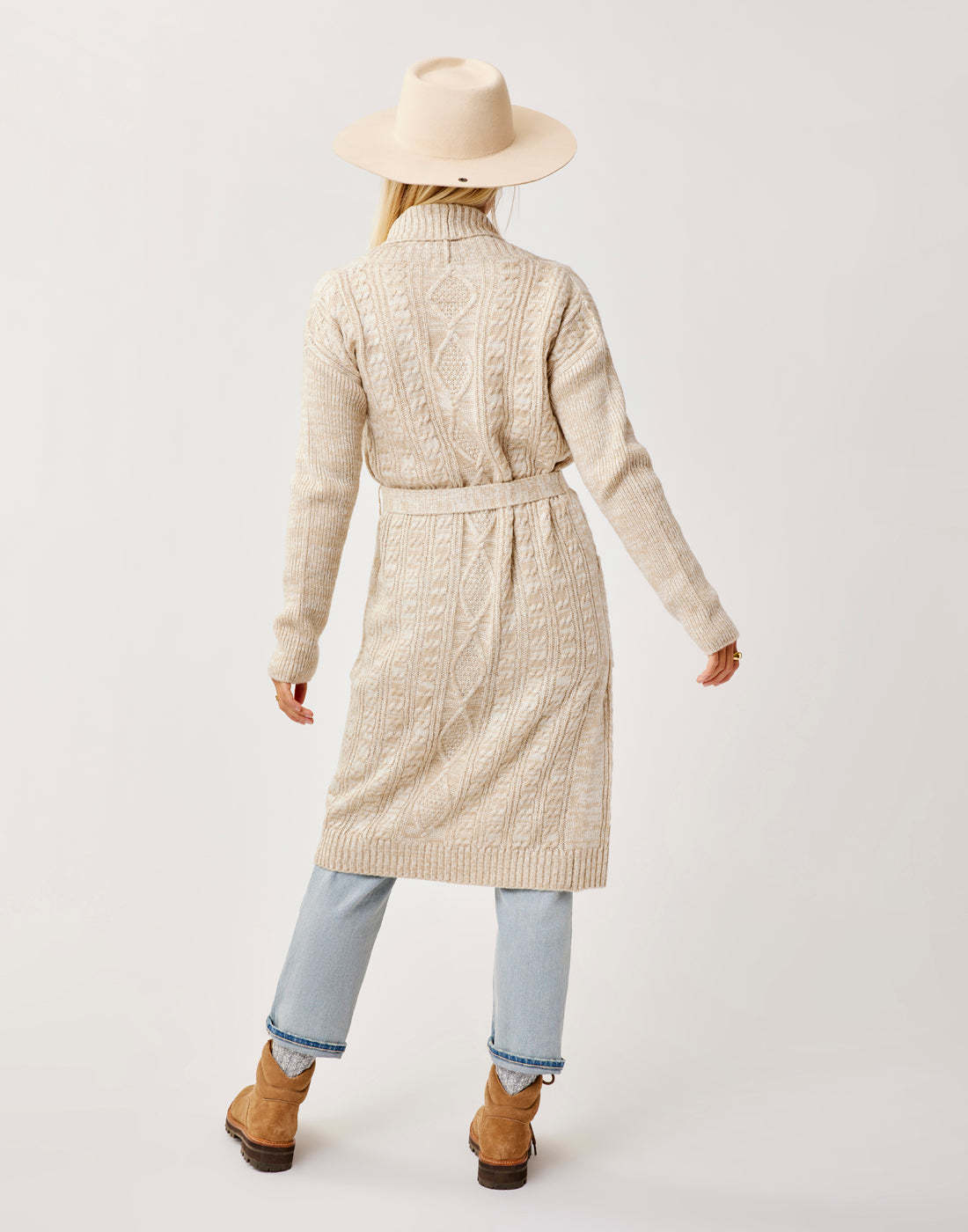Etta Shawl Cardigan: Lt. Khaki Marl