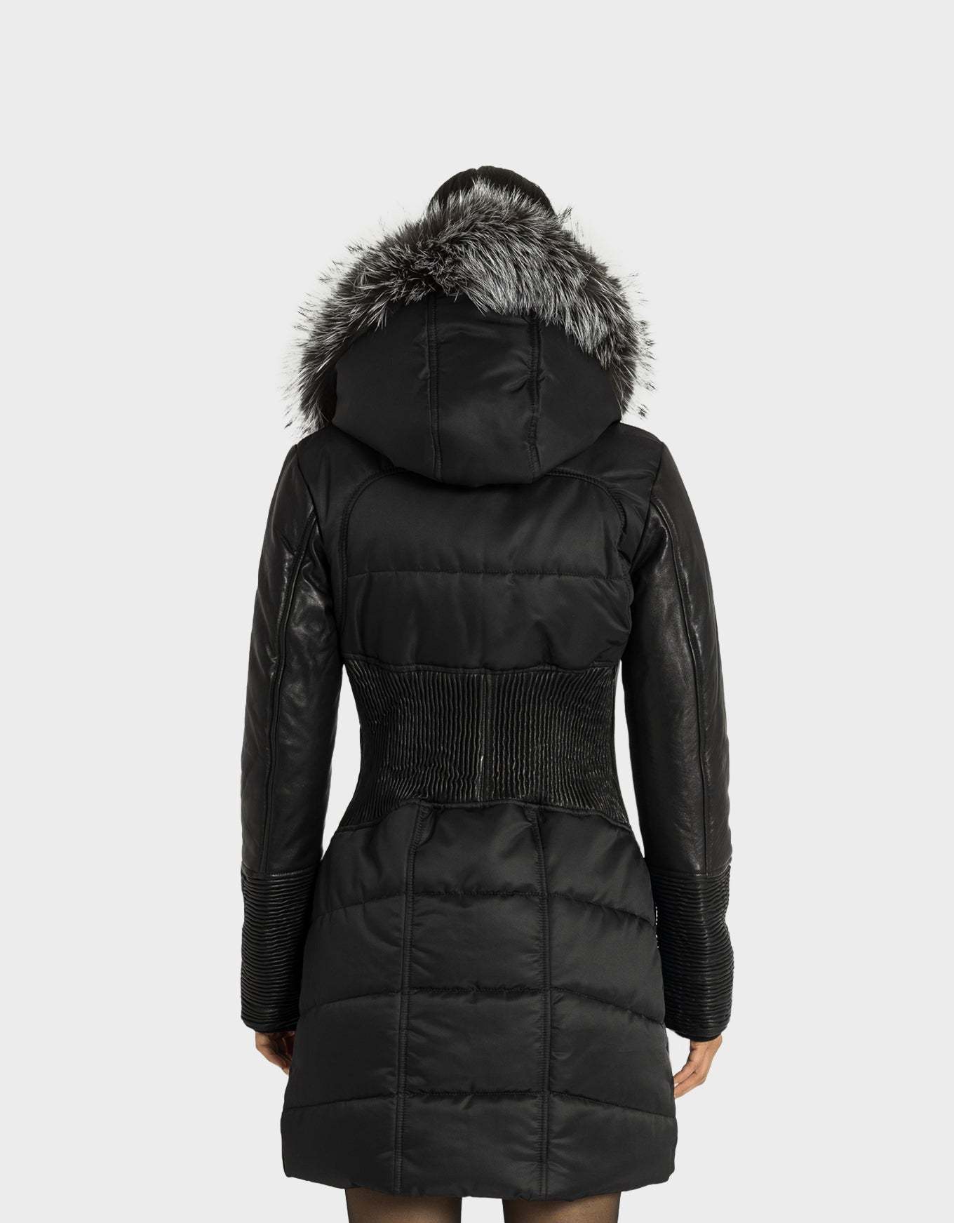 Kylie Leather Sleeve Parka