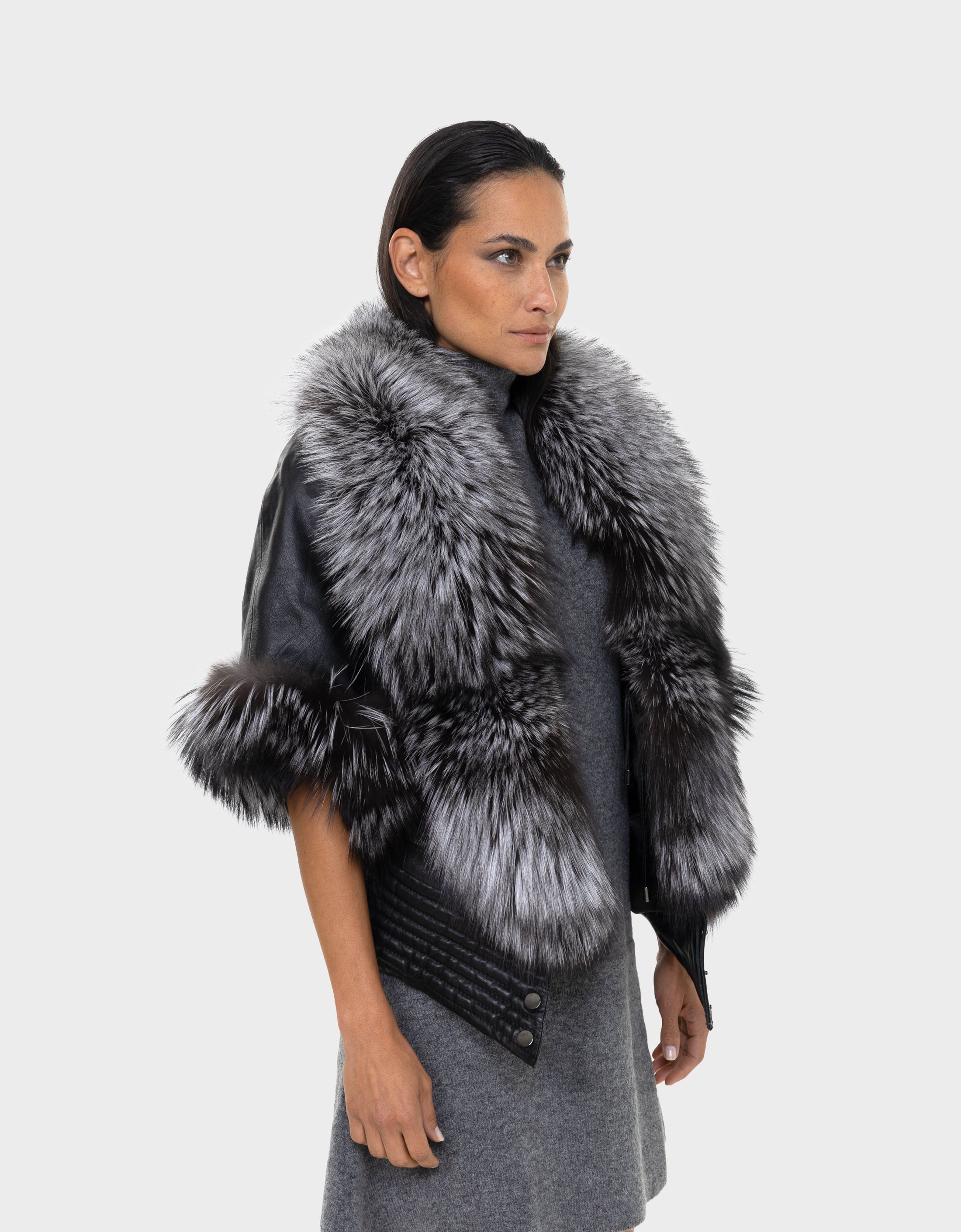 Casual fur and leather coat