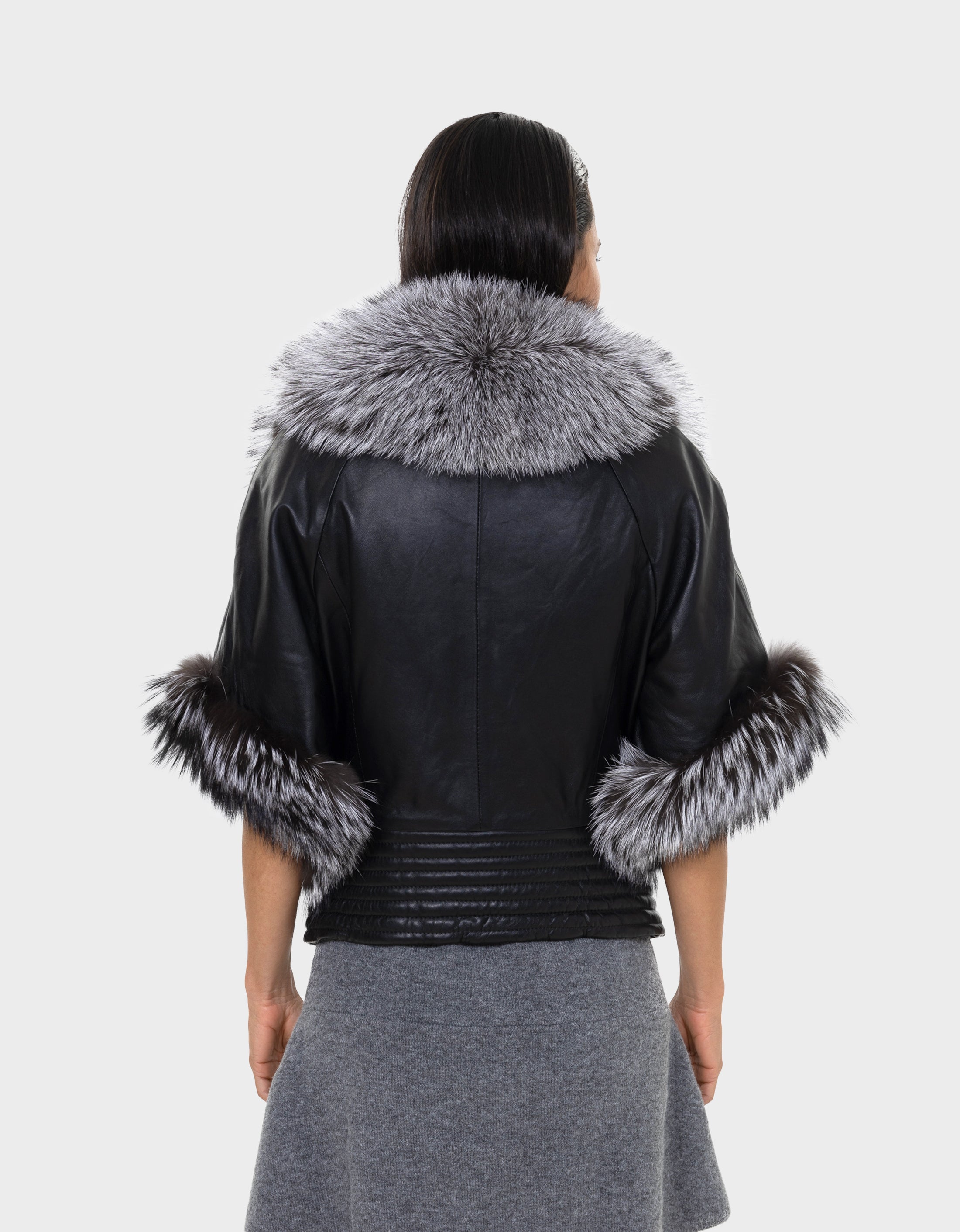 Casual fur and leather coat