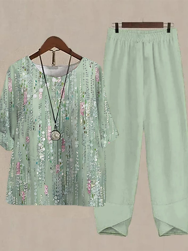 Women's Shirt Pants Sets Pants Trousers Basic Pink Blue Holiday Weeken
