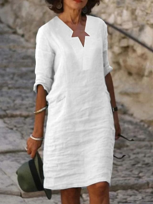 omen's Cot Cotton And Linen Casual Modern Daily Vacation V Neck Print 