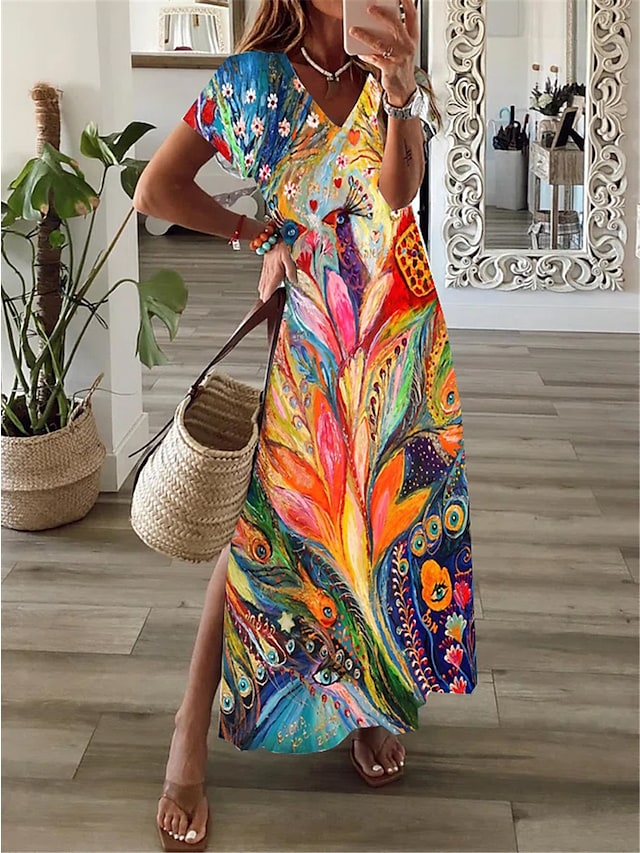 Women's Long Dress Maxi Dress Casual Dress A Line Dress Print Dress Pe
