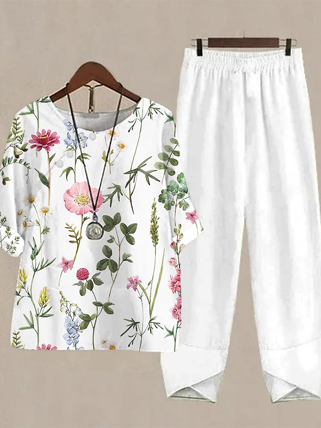 Women's Shirt Pants Sets Pants Trousers Basic Yellow Pink Holiday Week