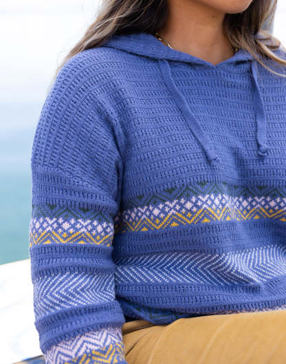Stowe Hooded Fairisle Sweater : Coastal
