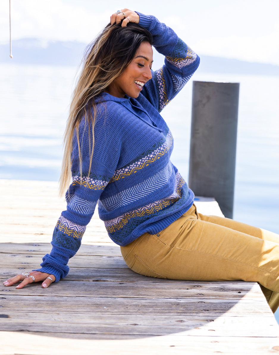 Stowe Hooded Fairisle Sweater : Coastal