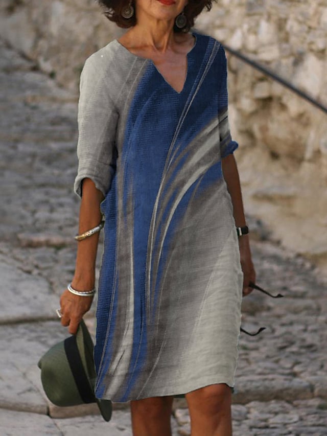 omen's Cot Cotton And Linen Casual Modern Daily Vacation V Neck Print 