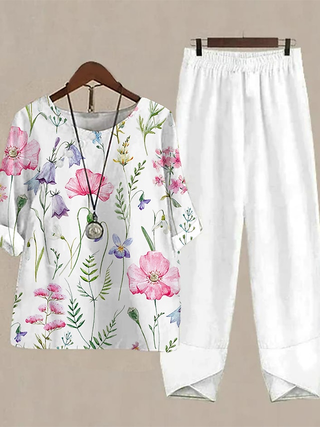Women's Shirt Pants Sets Pants Trousers Basic Yellow Pink Holiday Week