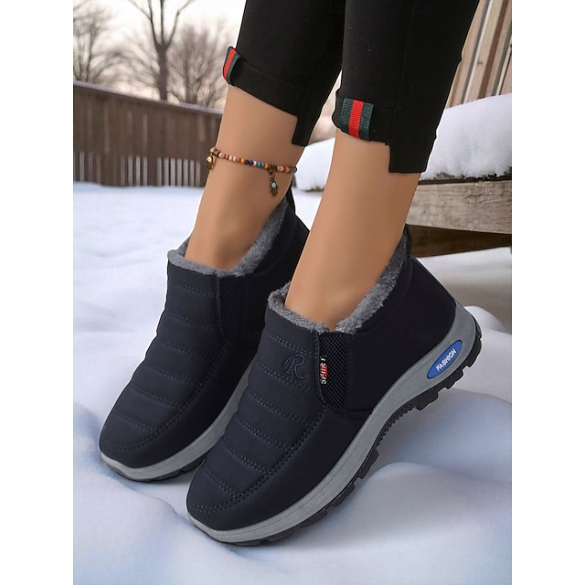 Women's Burgundy Waterproof Fleece-Lined Winter Boots – Warm Slip-On S