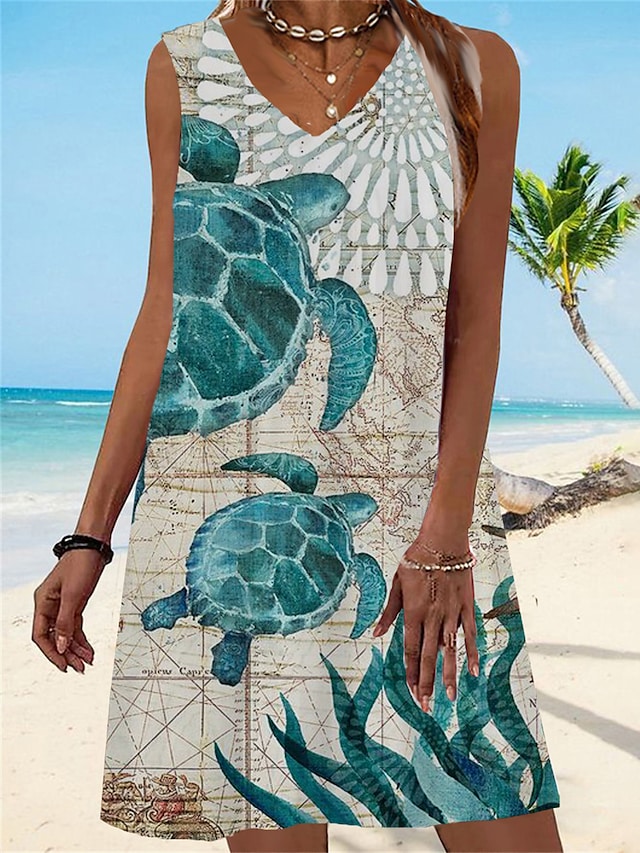 omen's Cot Cotton And Linen Casual Modern Daily Vacation V Neck Print 