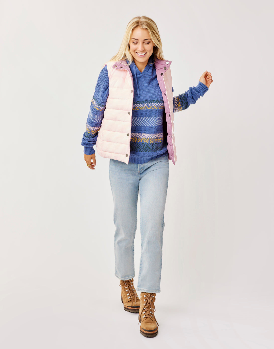 Stowe Hooded Fairisle Sweater : Coastal