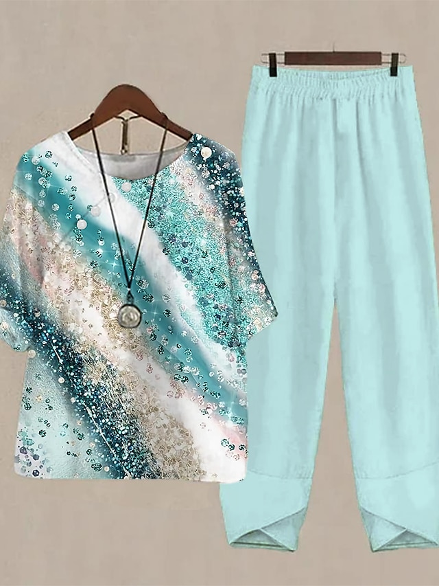 Women's Shirt Pants Sets Pants Trousers Basic Pink Blue Holiday Weeken