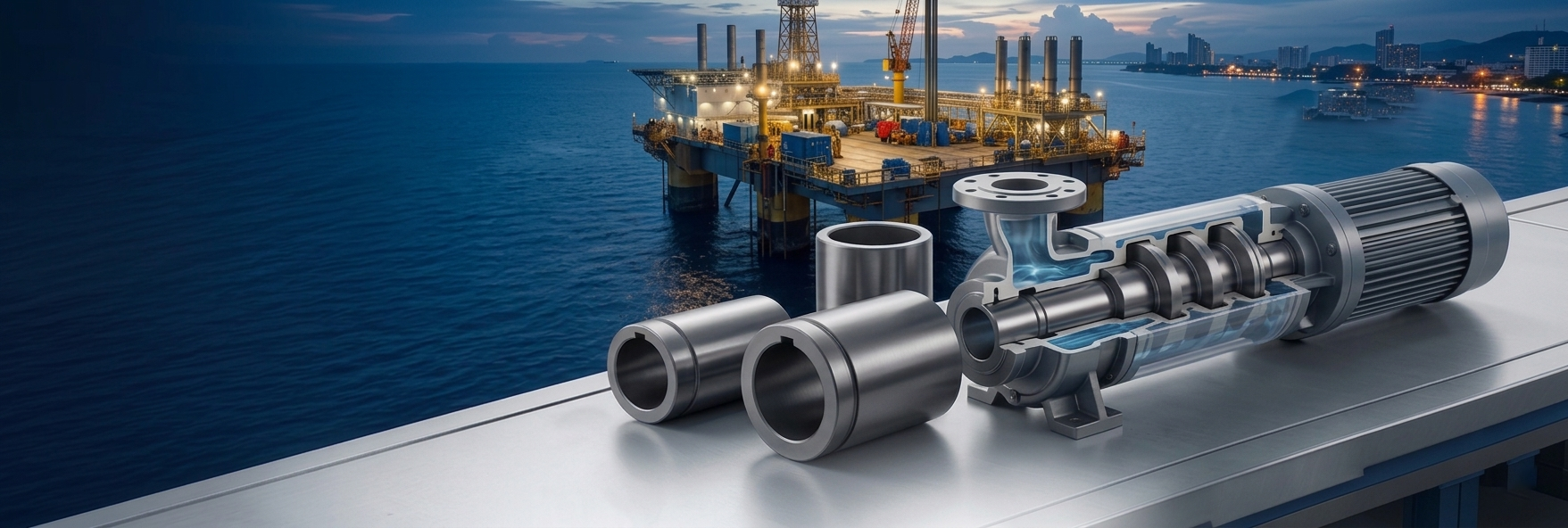 Tungsten carbide ESP sleeves and bushings manufactured in Thailand for electric submersible pump systems with high wear resistance and corrosion resistance for oil and gas applications