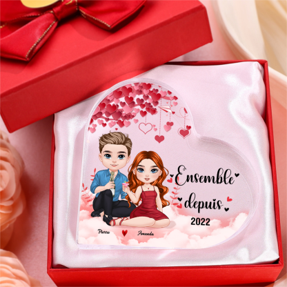 Plaque Acrylique Cœur Couple sous arbre romantique 2 Prénoms Personnalisés Cadeua pour couple Saint-Valentin | Jessemade