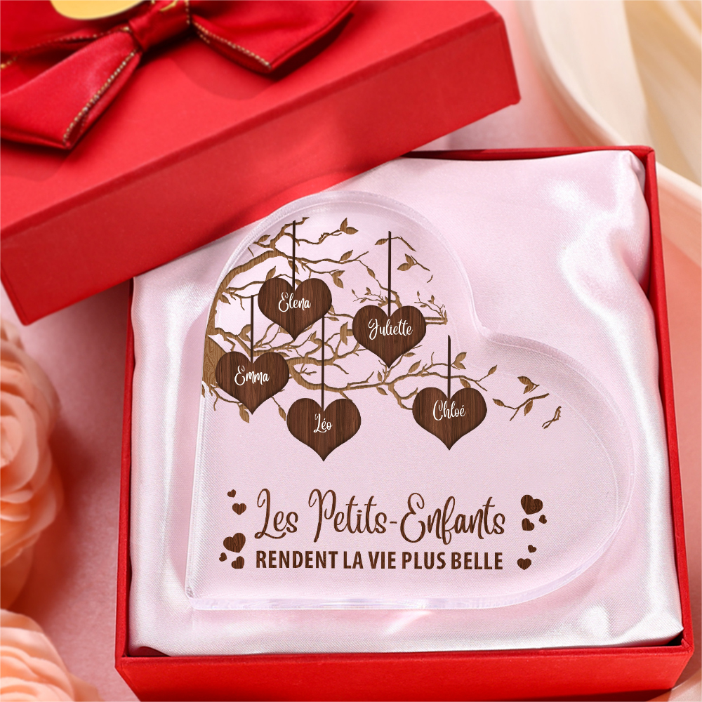 À Mamie/Maman Plaque Acrylique en Forme de Cœur 1-8 Prénoms Personnalisés | Jessemade