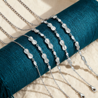 Bracelet Prénom Personnalisé pour Femme – Jusqu’à 5 Noms, Bracelet Infini Symbolique d'Amour