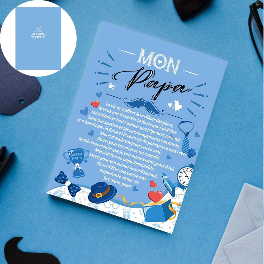 Carte pour Papa avec Message Émotionnel Format 19x13 cm | Jessemade