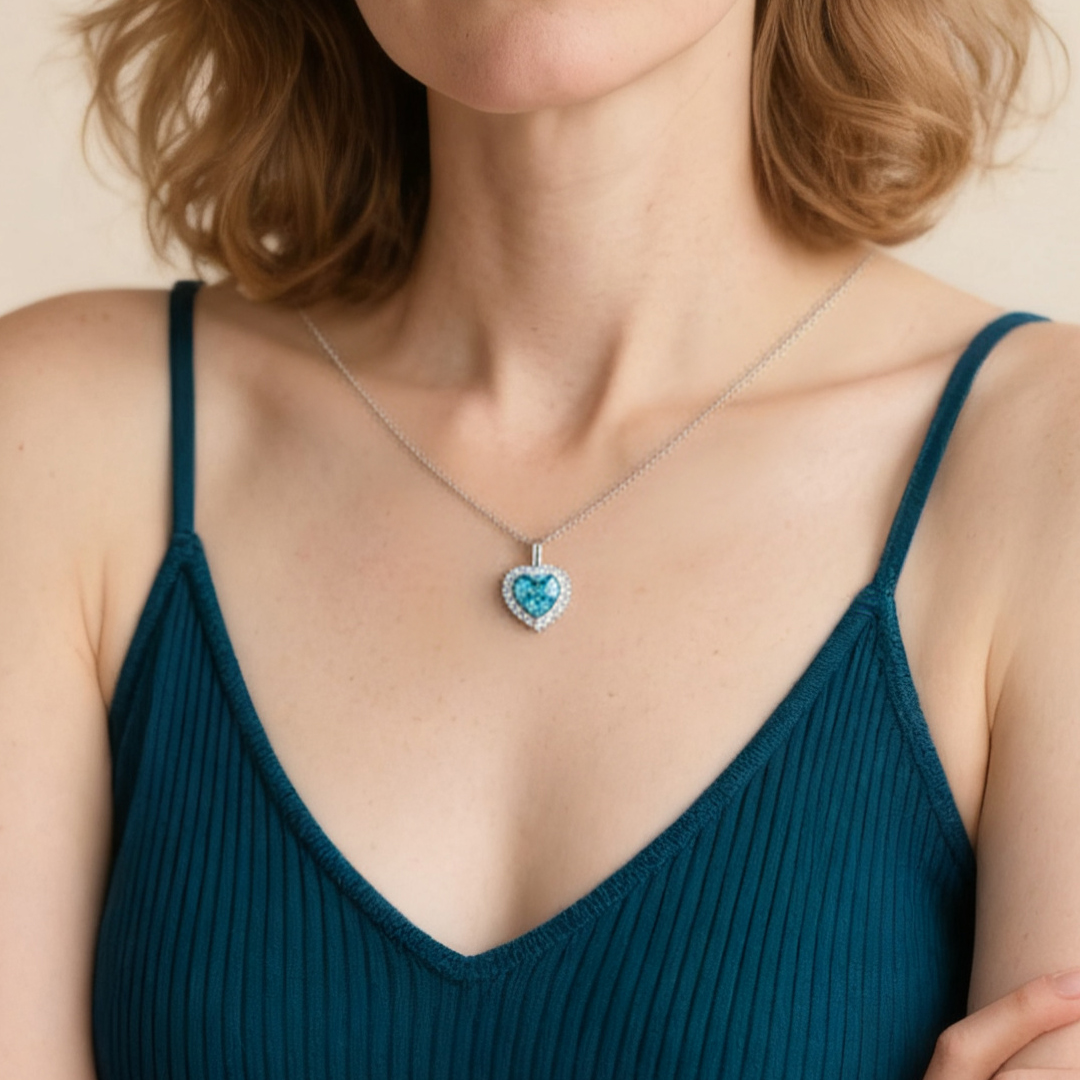 Collier Cœur Pierre de Naissance Personnalisée en Argent 925