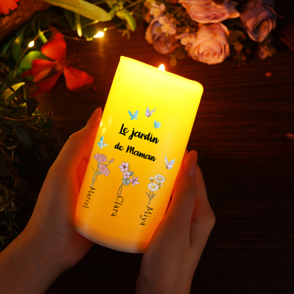À ma Maman - Bougie Électronique Personnalisée avec 1-6 Prénoms  Le Jardin de Maman LED Lumières pour Maman | Jessemade