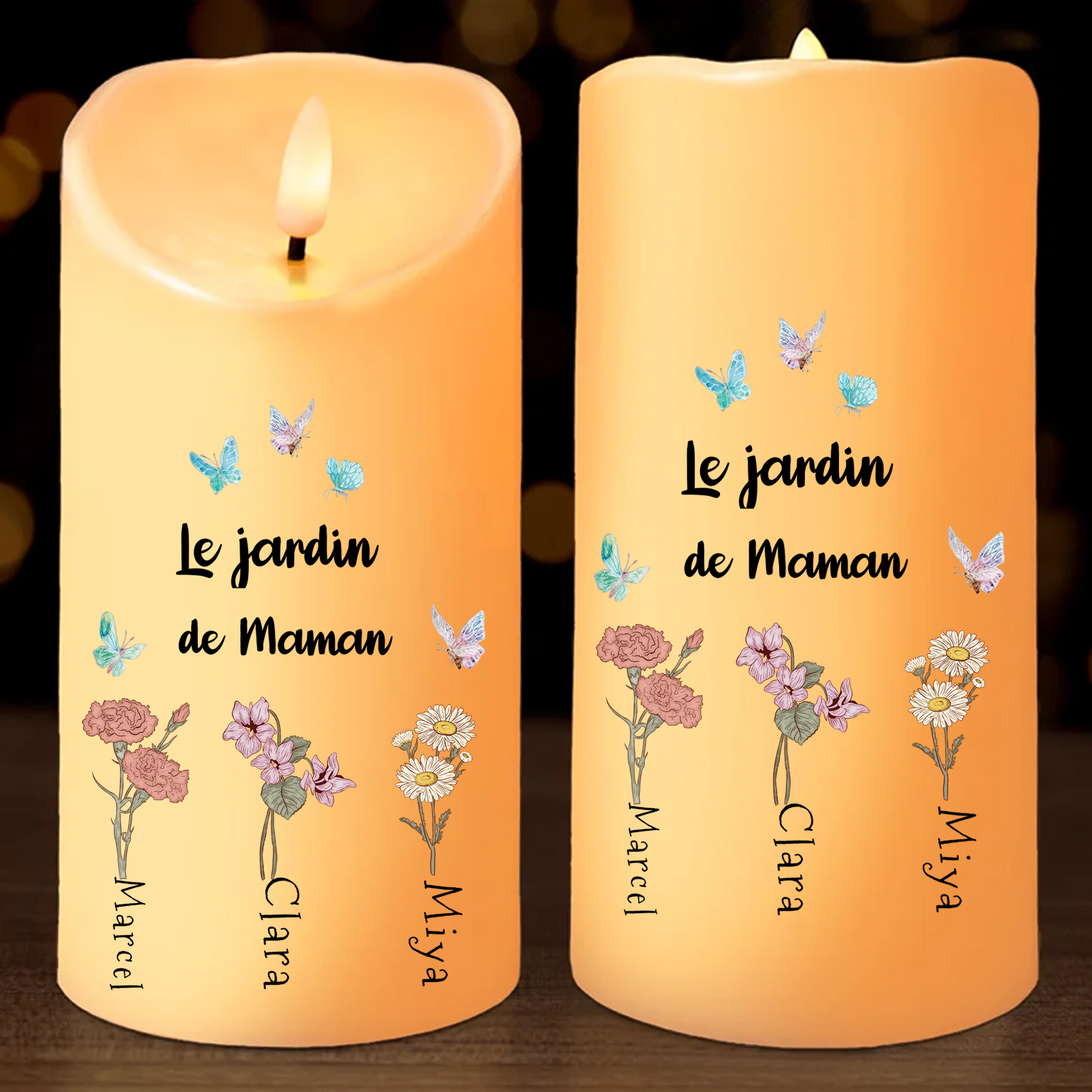 À ma Maman - Bougie Électronique Personnalisée avec 1-6 Prénoms  Le Jardin de Maman LED Lumières pour Maman | Jessemade
