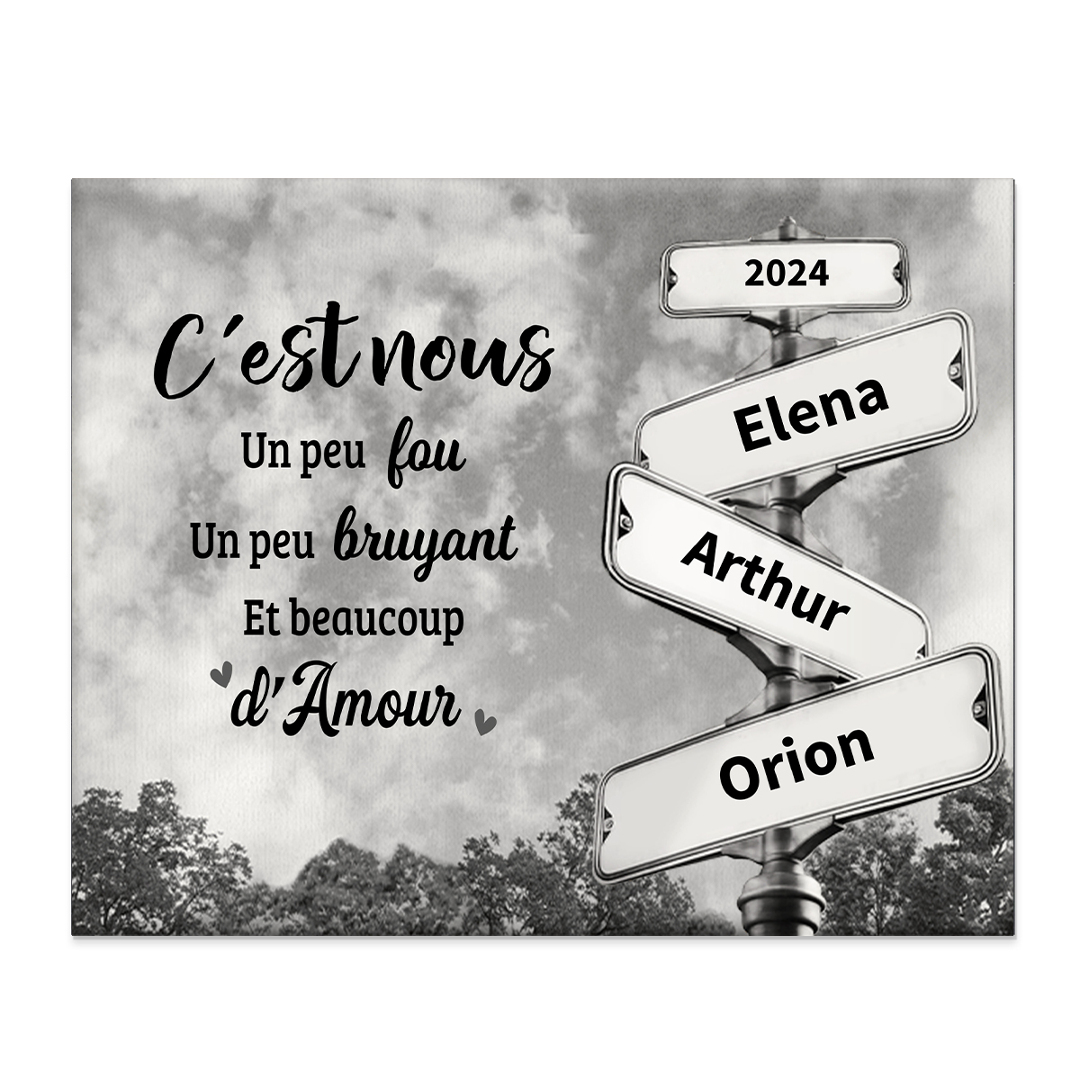 Jessemade FR Cadre en Bois L'équipe de Papa 2-6 Prénoms et 1 Texte Personnalisés