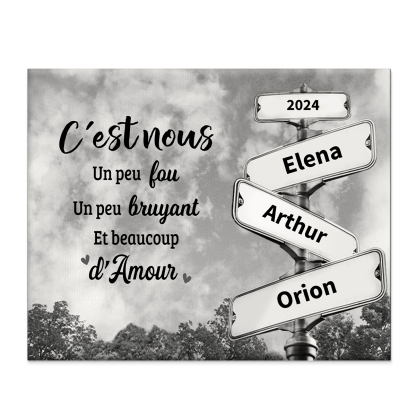 Jessemade FR Cadre en Bois L'équipe de Papa 2-6 Prénoms et 1 Texte Personnalisés