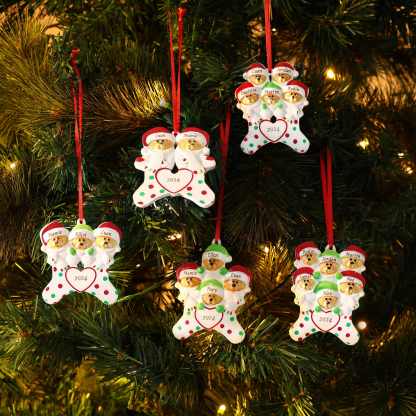 Décoration Sapin Noël en Résine 3 Prénoms Personnalisé avec Années Ornement Ours pour Famille | Jessemade