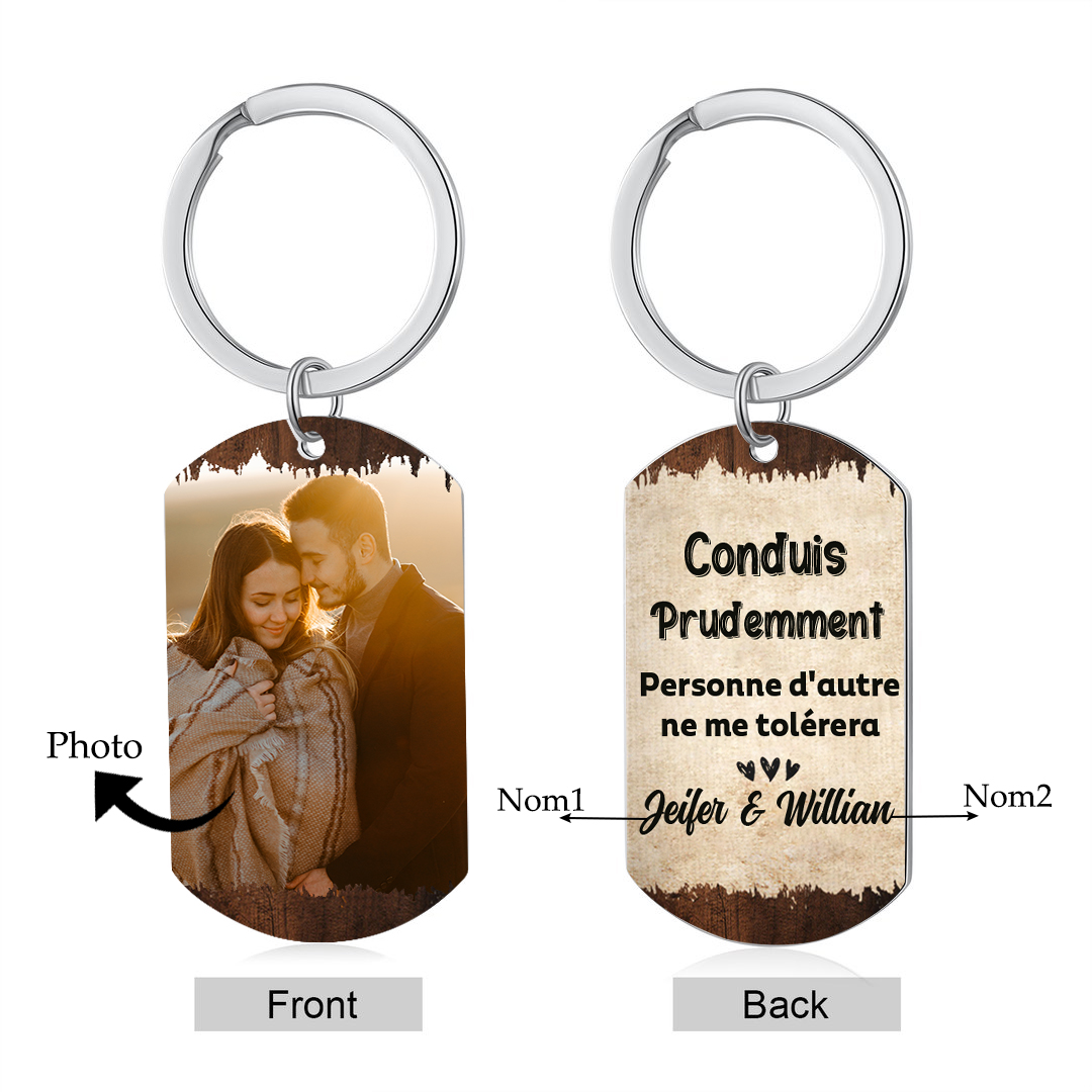 Porte-Clés Couple 2 Prénoms et Photo Personnalisés Cadeau pour couple saint-valentin | Jessemade