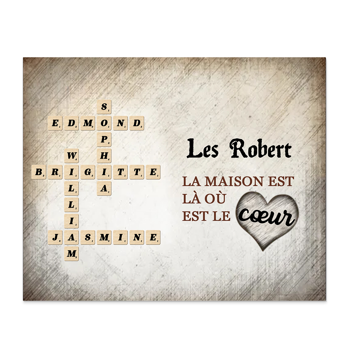 Cadre en Bois grille de mots croisés 1-12 Prénoms familialux Personnalisés Amour famille Cadeau pour Famille | Jessemade