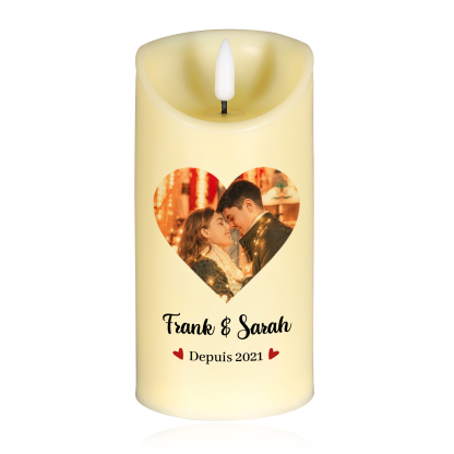 Bougie Électronique Textes Personnalisés avec Photo Bougie LED Cadeau Coffret pour Couple | Jessemade