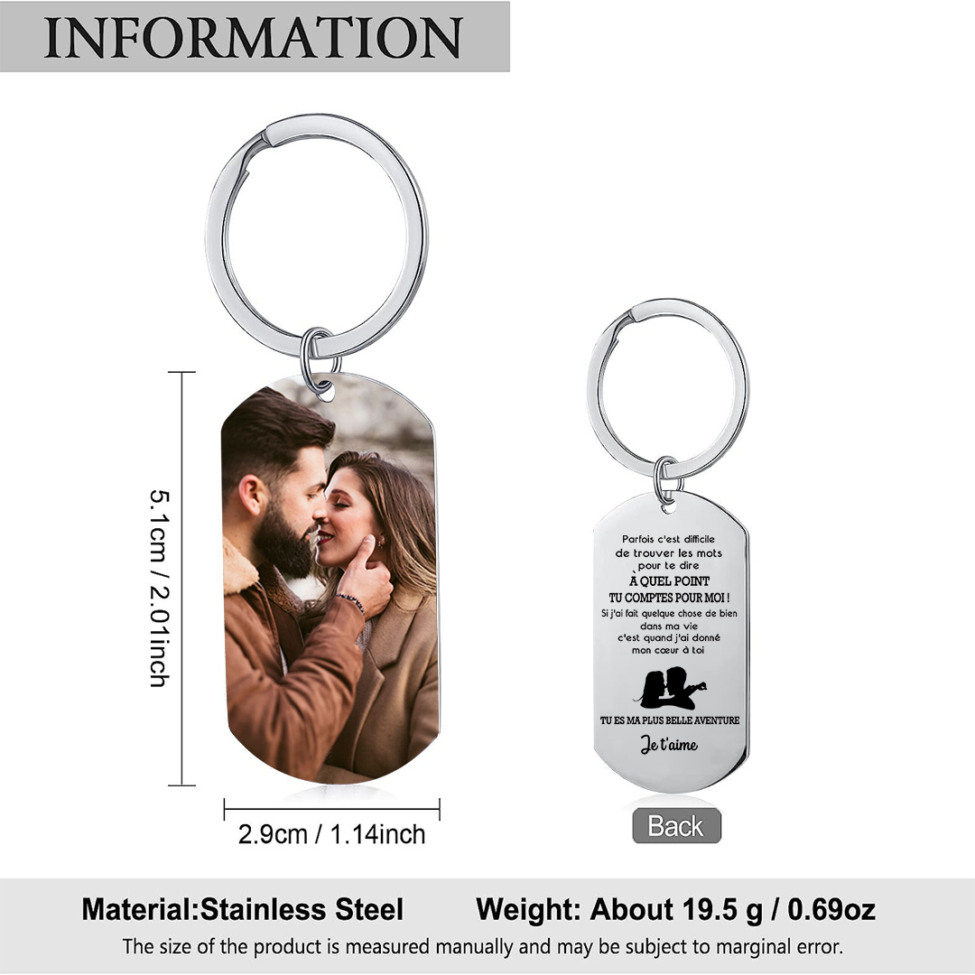 Porte-clés Personnalisés avec Photo Porte-Clés Personnaliables Pour Couple | Jessemade