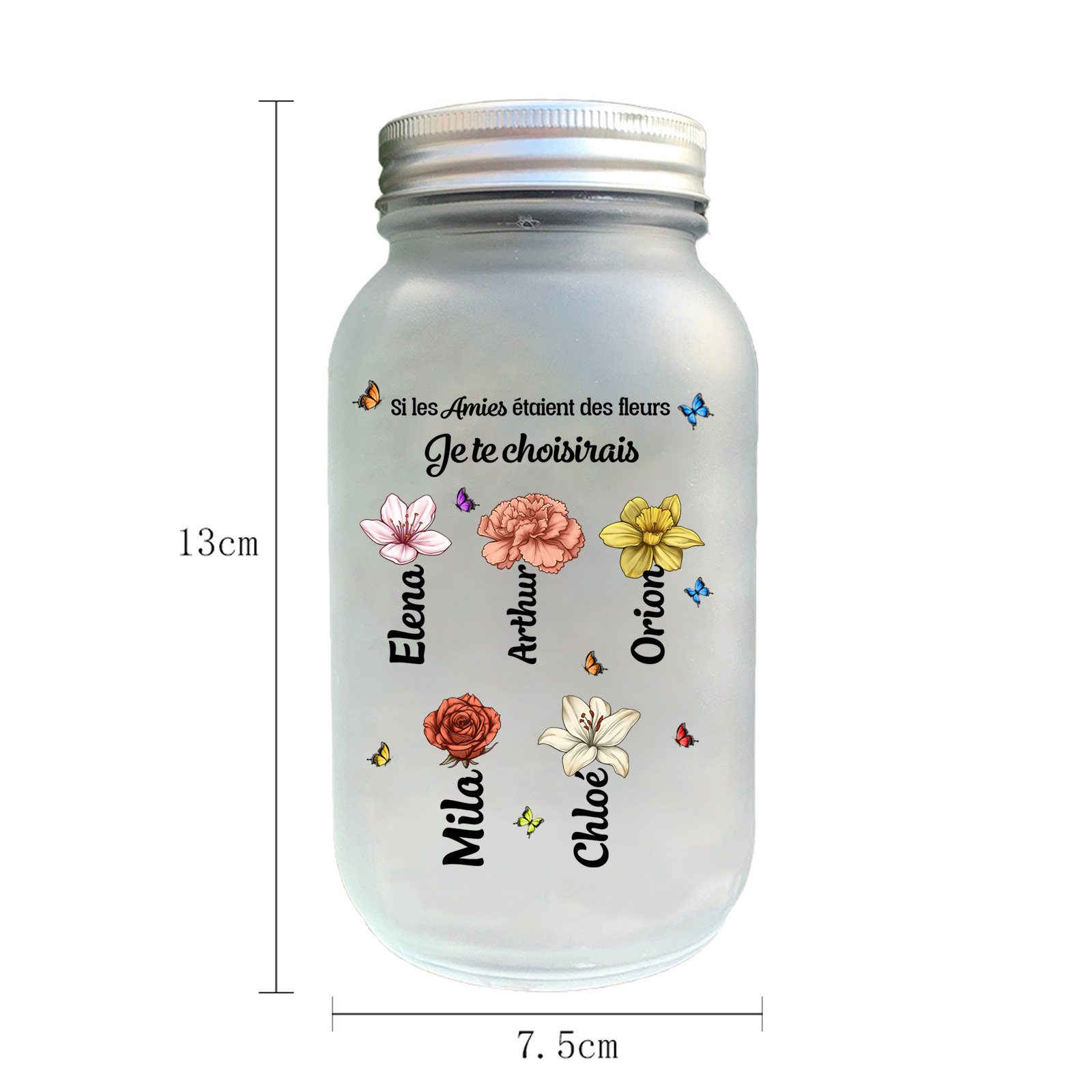 [Copy]Bouteille lumineuse Ornements Commémoratives 1 prénom personnalisé avec photo et années Verre  | Jessemade