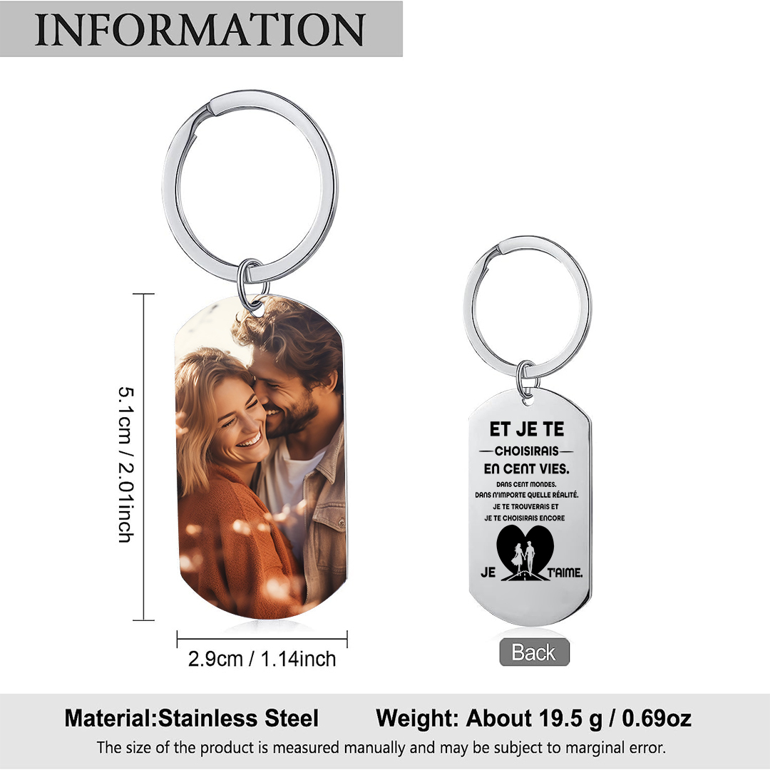 Porte-clés Personnalisé avec Photo et Texte Porte-Clés Personnaliables Pour Couple | Jessemade