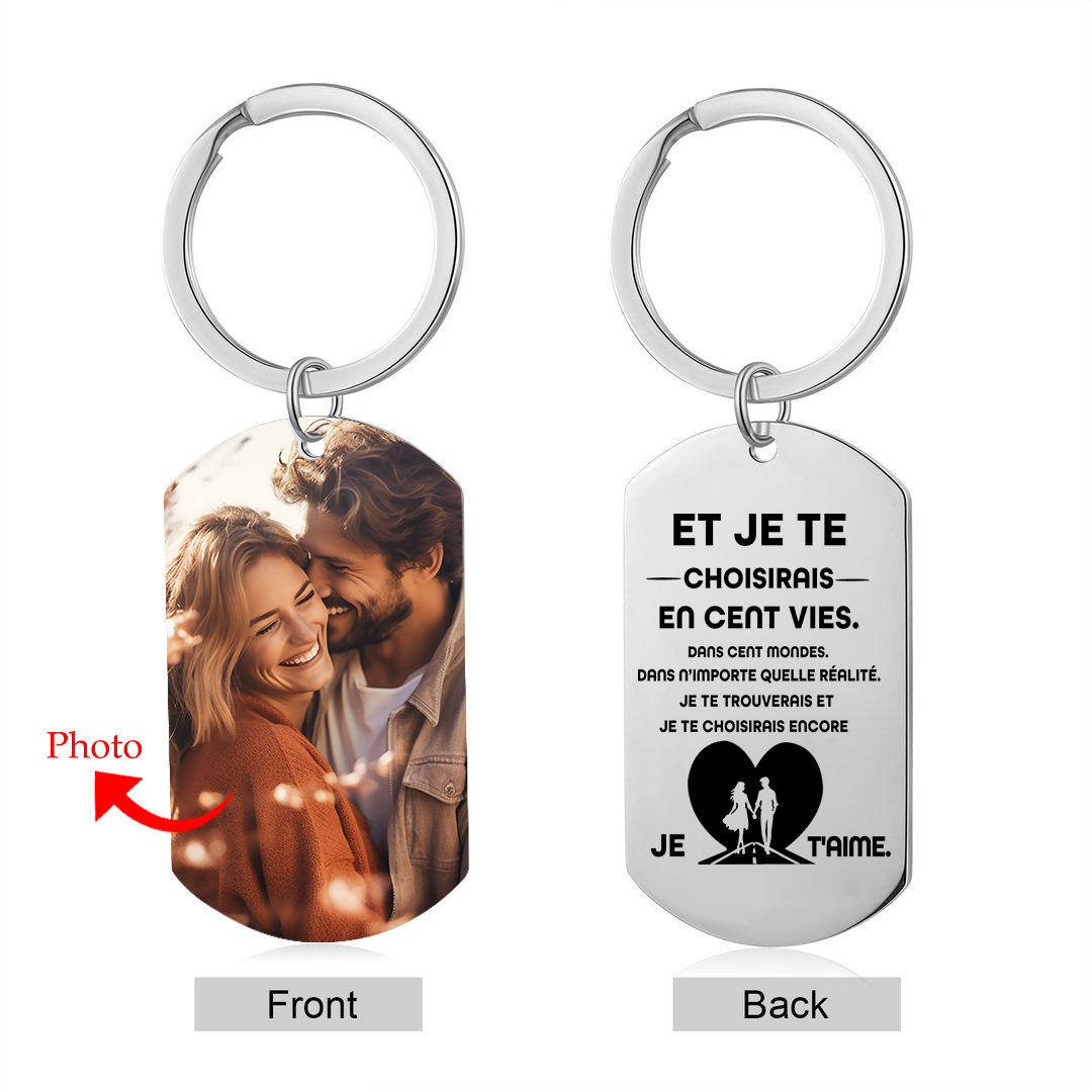 Porte-clés Personnalisé avec Photo et Texte Porte-Clés Personnaliables Pour Couple | Jessemade