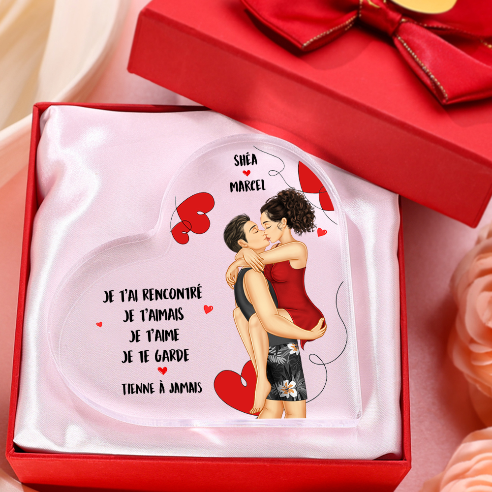 Plaque Acrylique Cœur 2 Prénoms Personnalisés Couple Romantique Cadeua pour couple Saint-Valentin | Jessemade