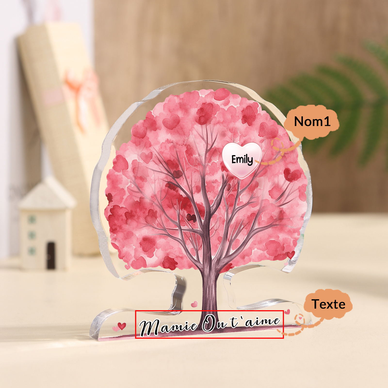 À Mamie - Plaque Acrylique en Forme d'Arbre de Vie Personnalisés avec Prénom et Texte Cadeau pour Famille | Jessemade