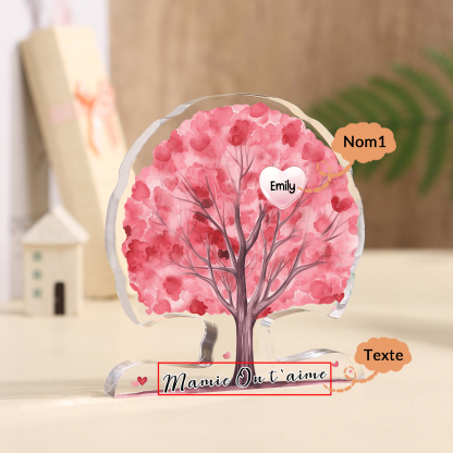 À Mamie - Plaque Acrylique en Forme d'Arbre de Vie Personnalisés avec Prénom et Texte Cadeau pour Famille | Jessemade