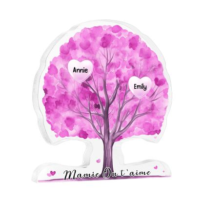 À Mamie - Plaque Acrylique en Forme d'Arbre de Vie Personnalisé avec 2 Prénoms et Texte Cadeau pour Famille | Jessemade
