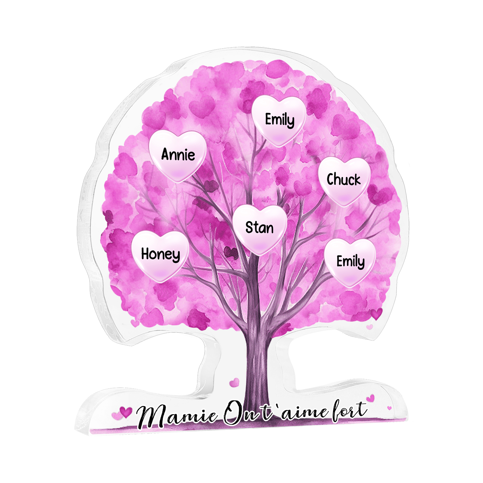 À Mamie - Plaque Acrylique en Forme d'Arbre de Vie Personnalisé avec 6 Prénoms et Texte Cadeau pour Famille | Jessemade